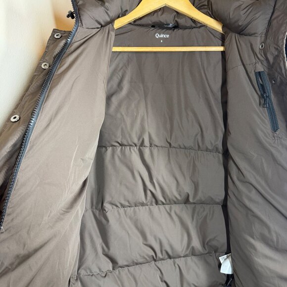 Quince Responsible Down Puffer Jacket Hot Fudge Womens Size S Minimalist Warm - Picture 6 of 12